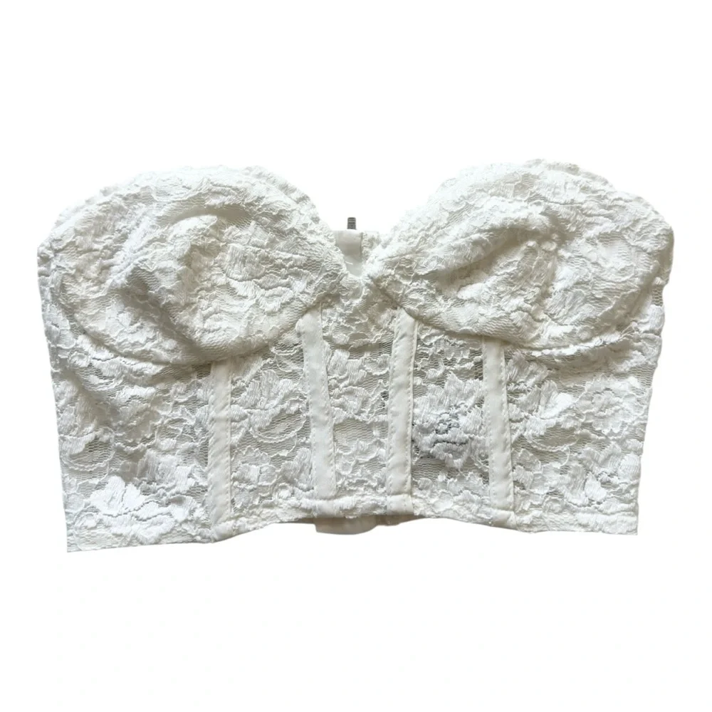 Bardot Women's Corset Bustier White Floral Size 4/XS - Picture 2 of 6